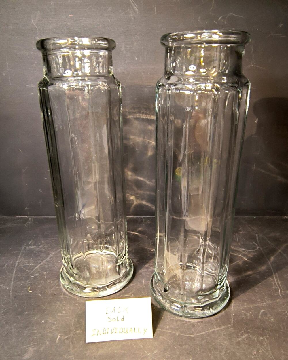 1930.  Clear Glass Utility Jar Molded Glass Unbranded Paneled Sides Wide Base